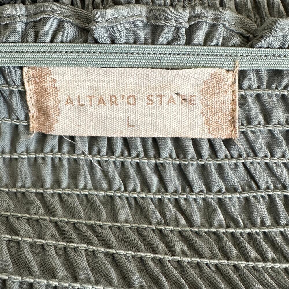 NWT Altar'd State Milkmaid Mini Dress Womens L Sage Green Smocked Soft Girl - Picture 7 of 8